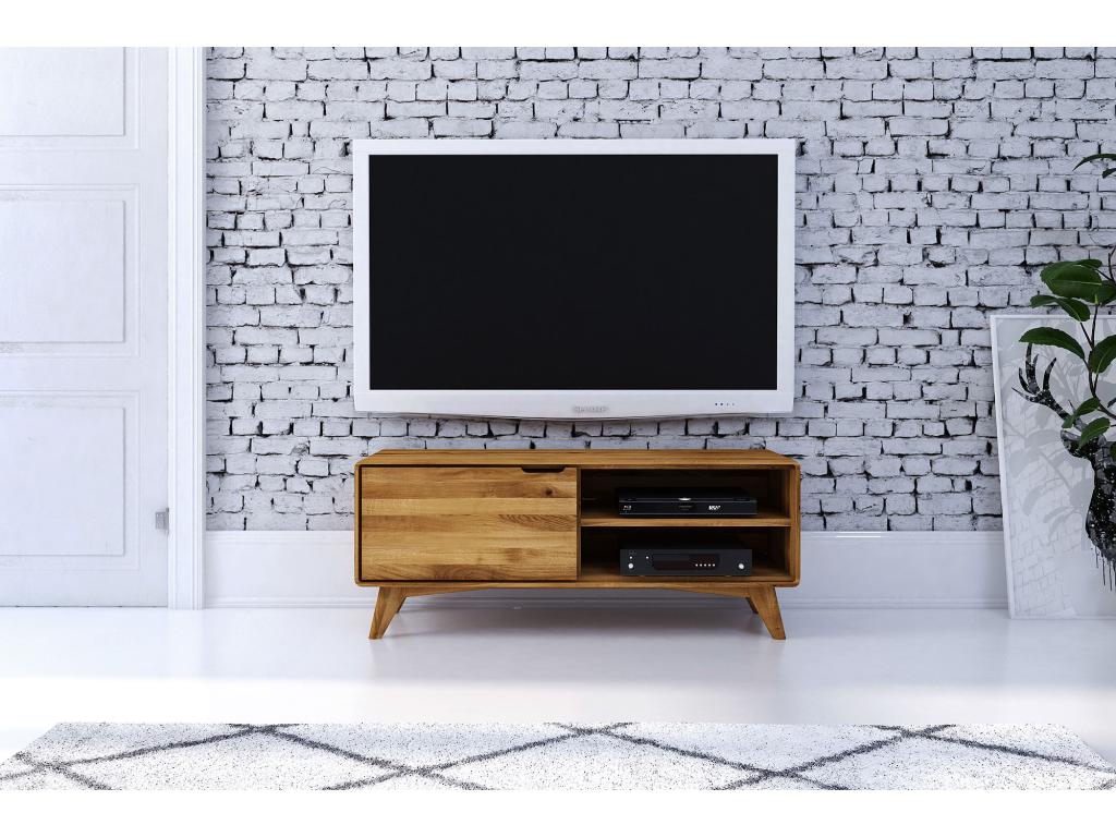 Meublori - TV stand with doors in natural oiled wild oak