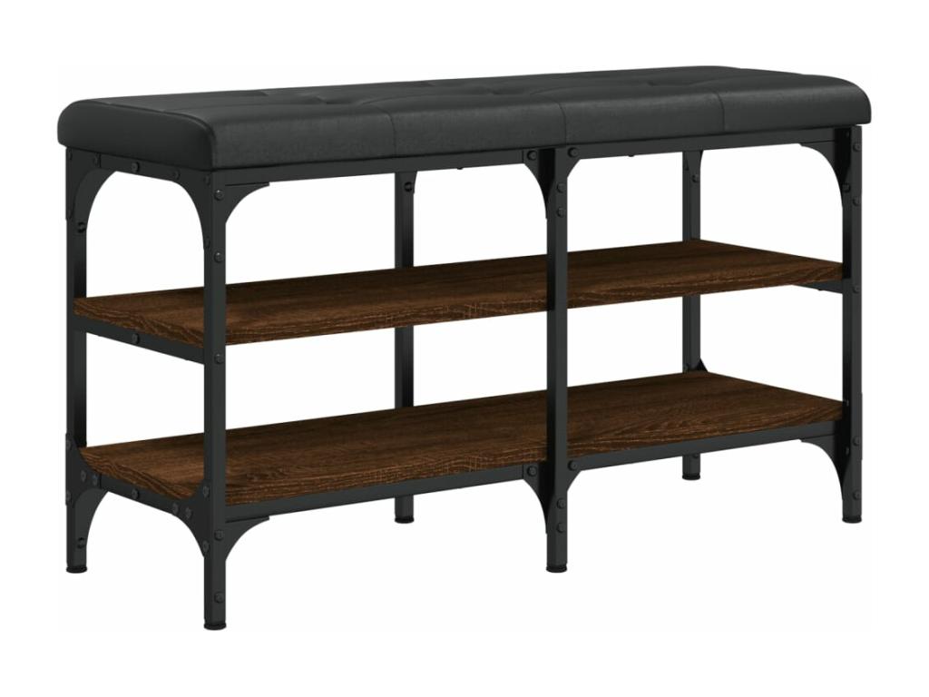 Brown oak shoe bench 82x32x47 Engineered wood