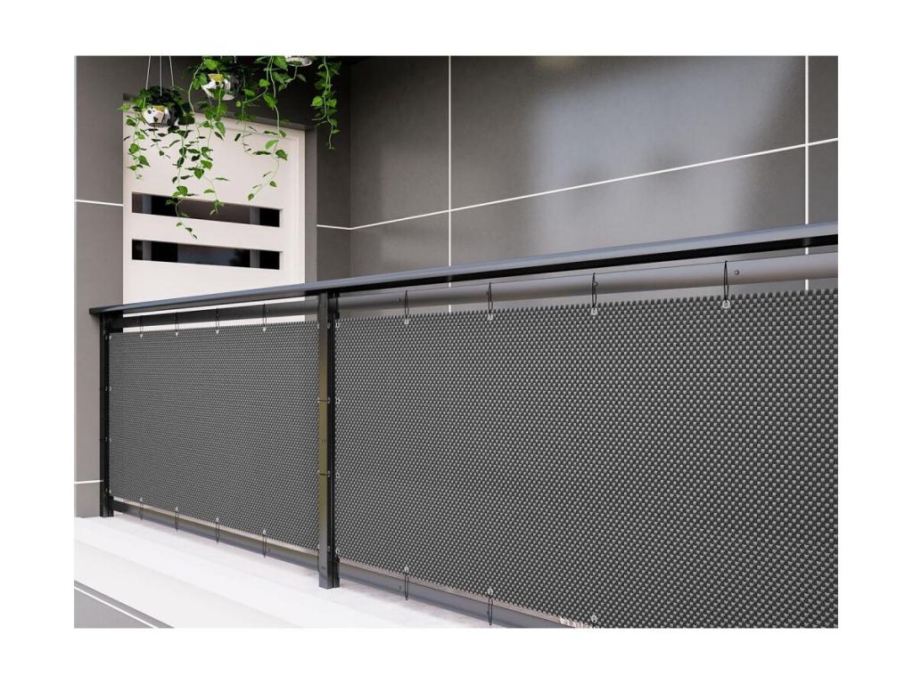 Wicker resin storage unit with beige metal eyelets, 0.9 x 3 m