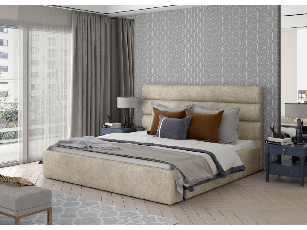 Meublori light beige fabric designer bed - 4 sizes - 140x200