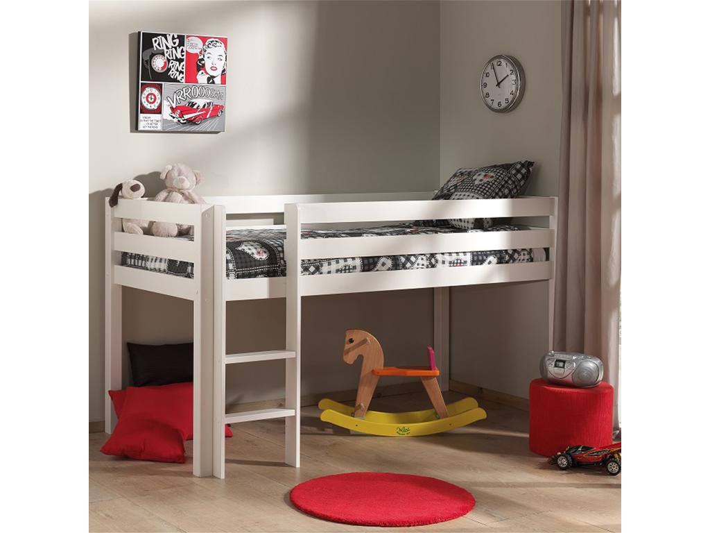 White Mezzanine Bed 90x200