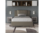 Single bed with storage, upholstered, 120x210 cm, cappuccino faux leather, Meublori