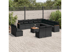 Garden furniture set with cushions, 14 pieces, black woven resin, SYQF09601