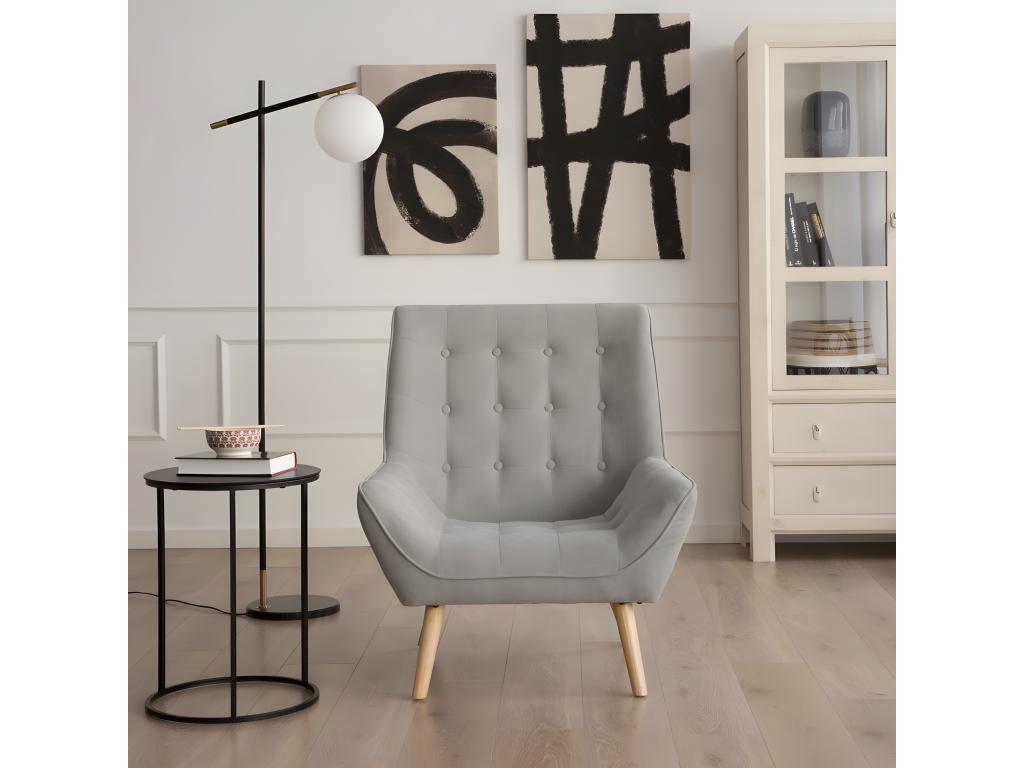Grey fabric and wood armchair Meublori 83x93
