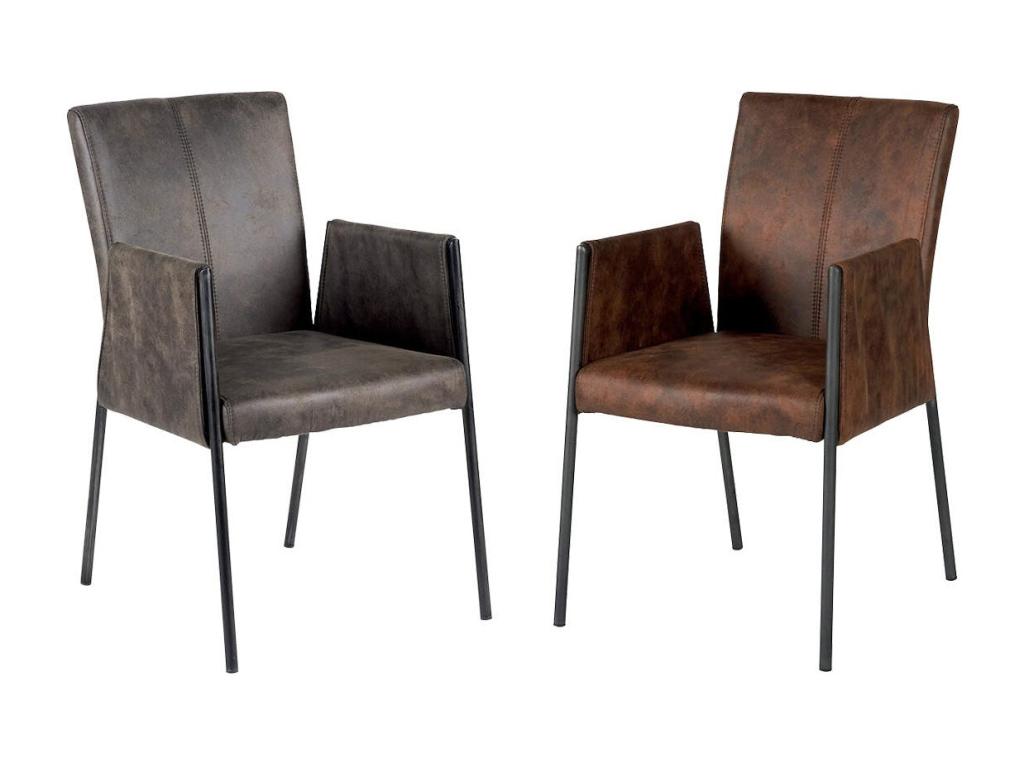 Armchair with grey microfiber fabric armrests and black metal legs