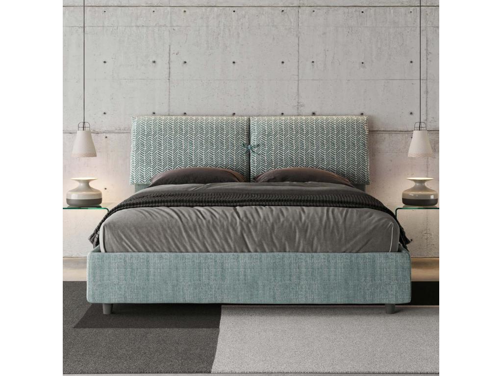 Upholstered bed without slatted base, 160x210 cm, Meublori 7 fabric, light blue.