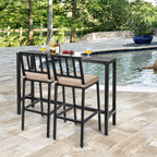 3PCS Patio Dining Table Set Metal Bar Table & Chairs Set with Cushion