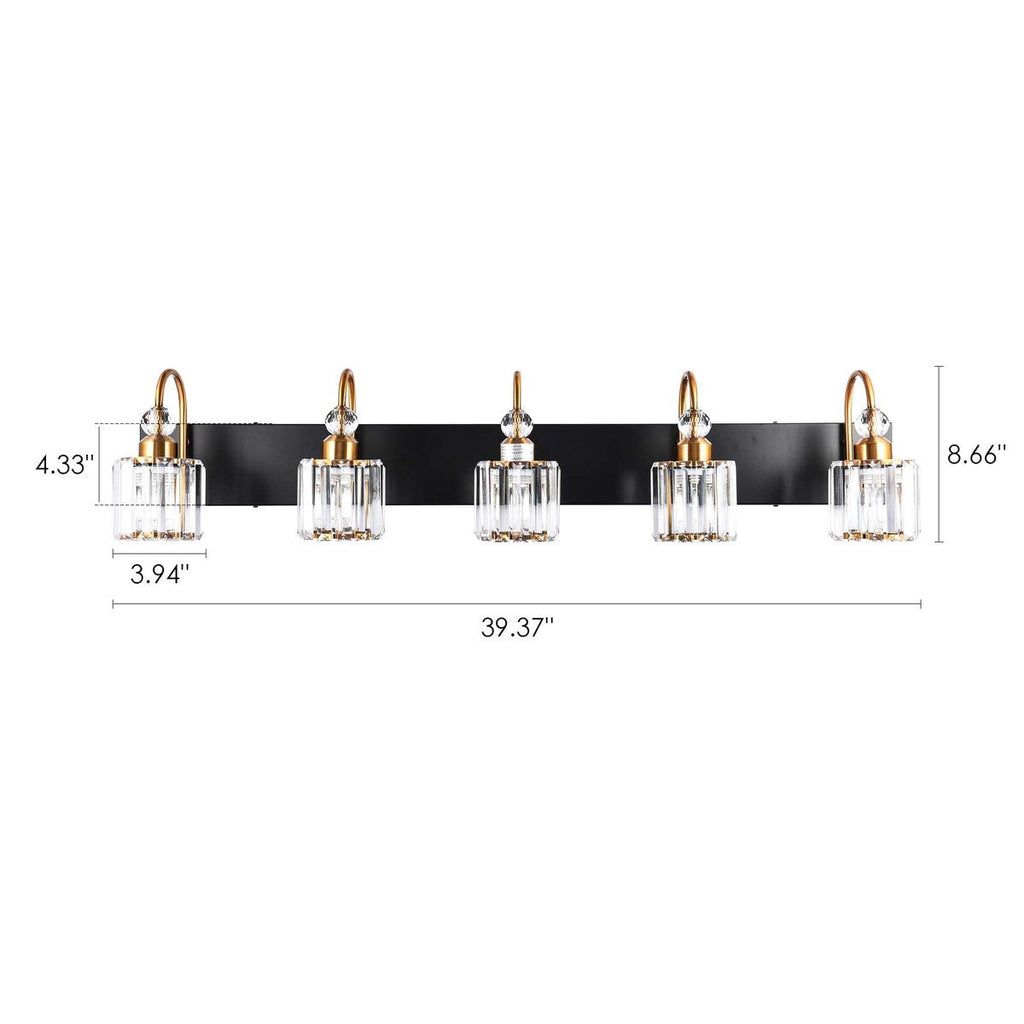 Chrome/ Black/ Gold Modern Over Mirror Crystal Bathroom Restroom Wall Lighting Fixtures Bath Lights Vanity Light