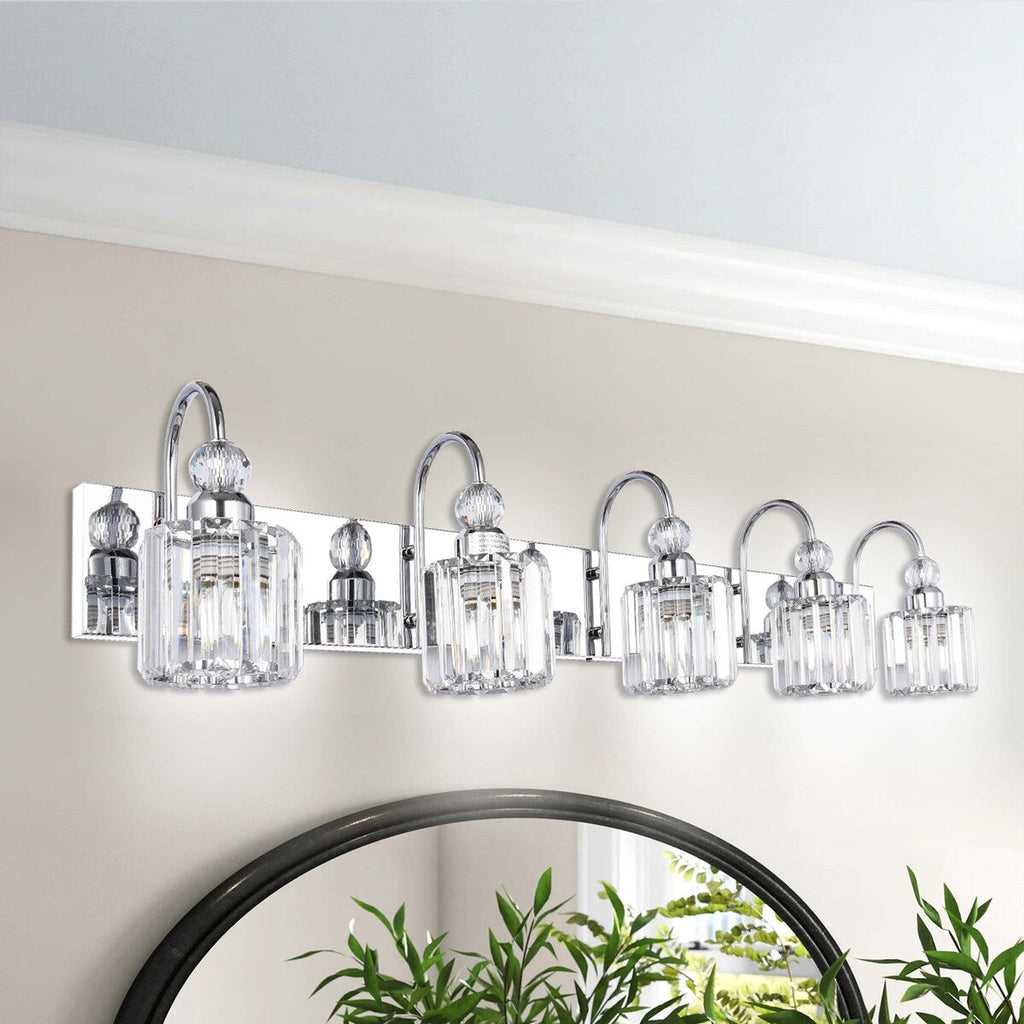 Chrome/ Black/ Gold Modern Over Mirror Crystal Bathroom Restroom Wall Lighting Fixtures Bath Lights Vanity Light