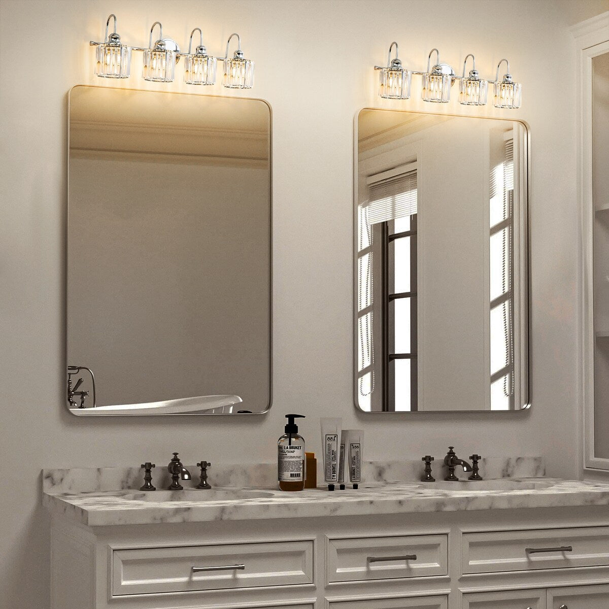 Chrome/ Black/ Gold Modern Over Mirror Crystal Bathroom Restroom Wall Lighting Fixtures Bath Lights Vanity Light