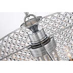 Round Beaded Drum Chandelier with Hanging Crystals