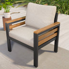 4-Piece Outdoor Sofa Set for 5 People with Removable Cushion & Solid Wood Coffee Table