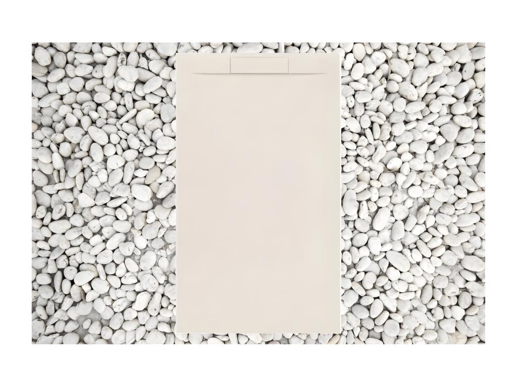 80x140 cm Beige Meublori PLUS shower tray in resin and marble powder with marble resin side grate