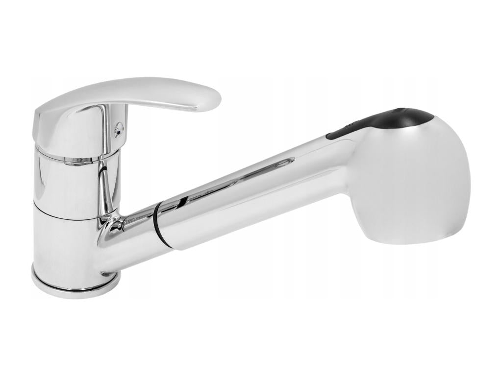 CHROME-PLATED MANUAL KITCHEN MIXER WITH PULL-OUT SPRAY HEAD