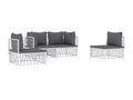 4-piece garden furniture set with white steel cushions