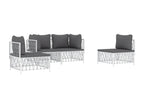 4-piece garden furniture set with white steel cushions