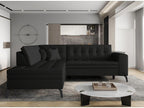 Meublori 260cm Left-Hand Corner Upholstered Convertible Sofa in Black Faux Leather