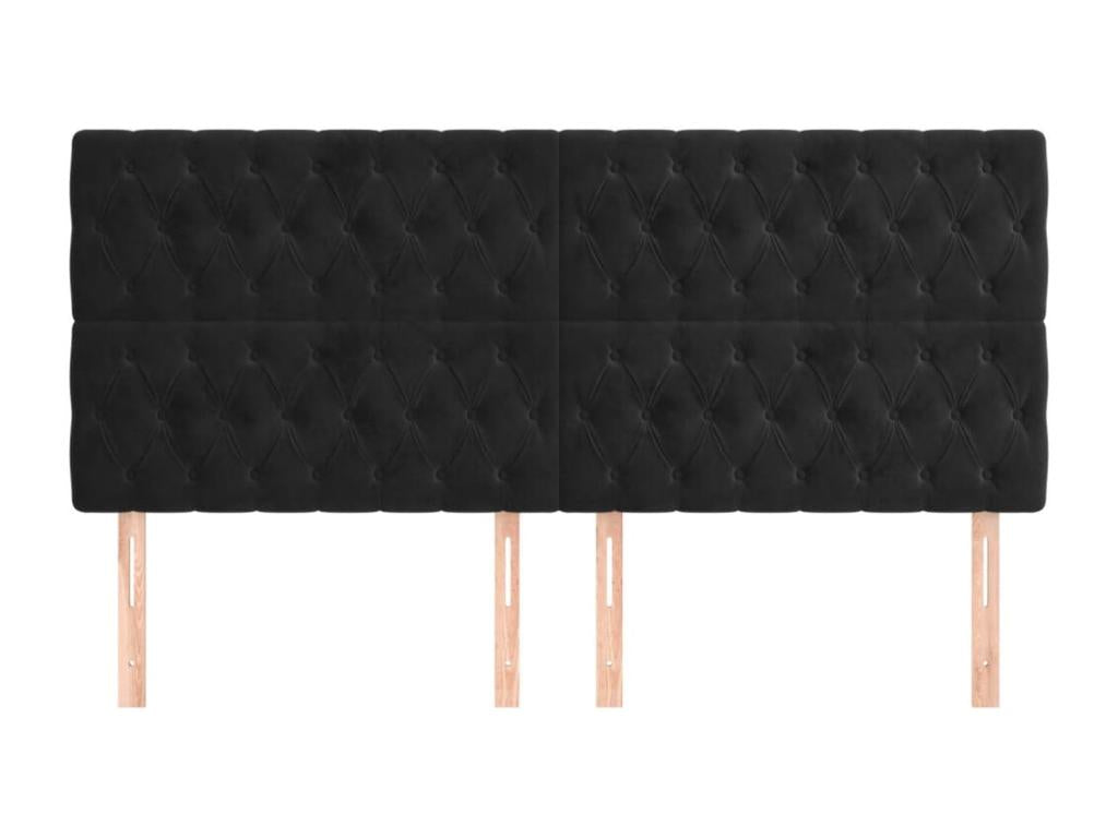 4-piece headboard set, black, 100x7x78/88 cm, velvet