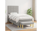 Meublori bed base with light grey mattress 80x200 cm fabric