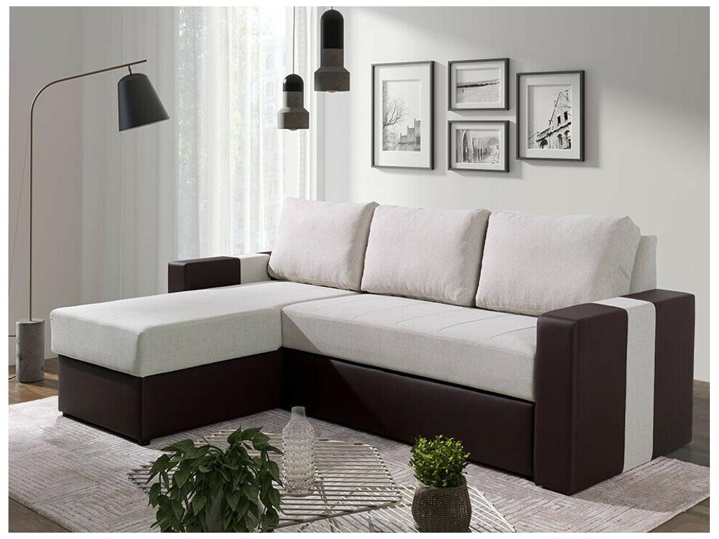 Laviecasa 175 Corner Sofa Light Brown with Sleeping Function and Bedding Box 234cm CMGD30283