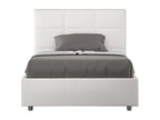 Single bed without slatted base, upholstered, 120x200 cm, white faux leather, Meublori