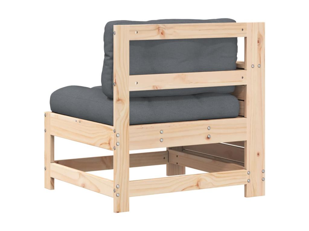 Garden sofa with armrest and cushion, solid pine wood