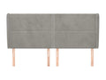 Headboard with wings, light grey, 183x23x118/128 cm, velvet