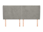 Headboard with wings, light grey, 183x23x118/128 cm, velvet