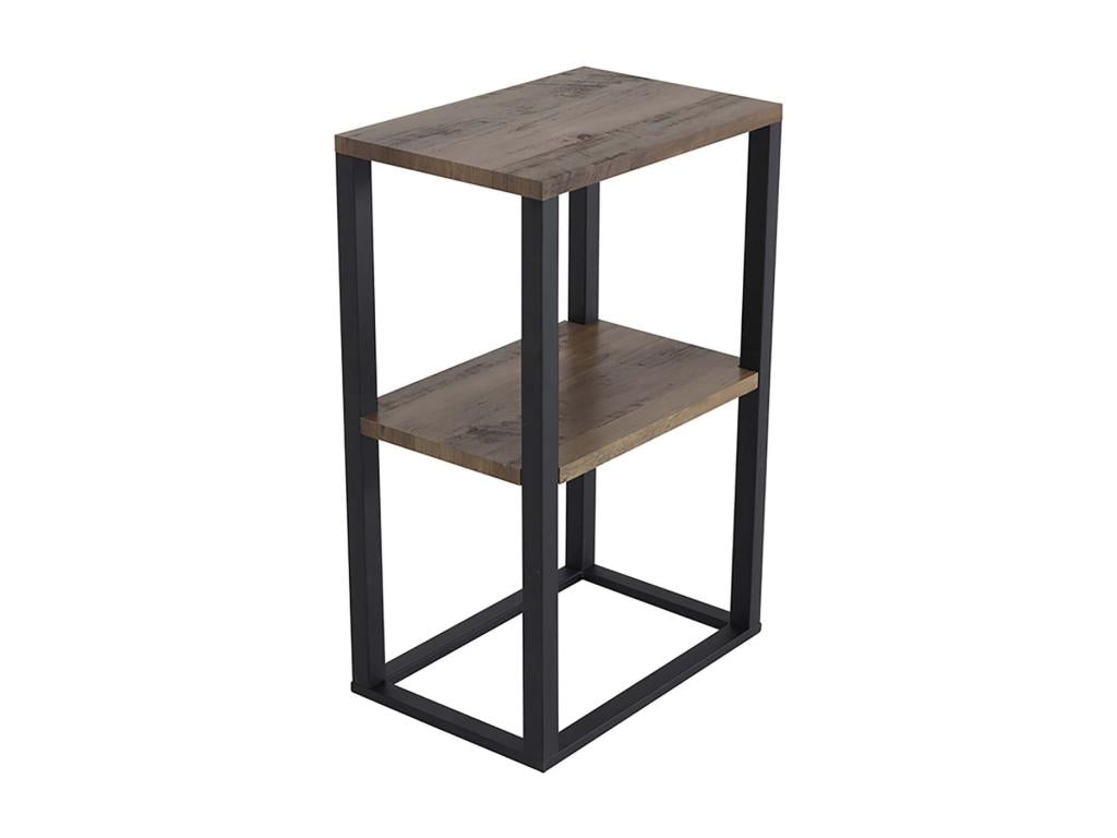 Rise bedside table in steel and teak-effect MDF