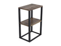 Rise bedside table in steel and teak-effect MDF