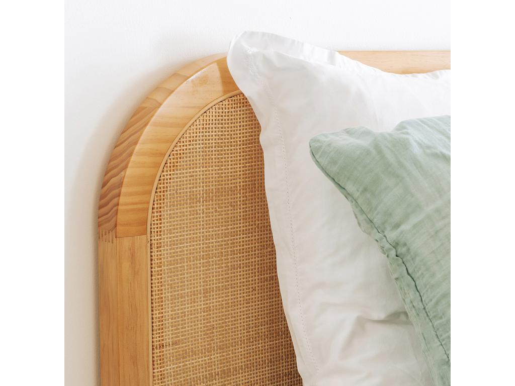 Adult bed in woven rattan wood by Meublori, 160x200cm