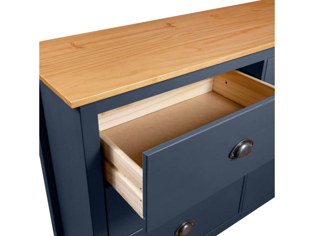 Meublori Grey Buffet 125x40x80 cm Solid Pine Wood