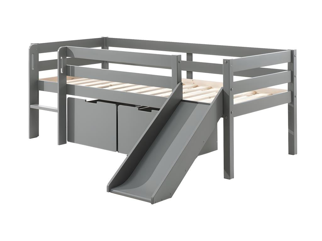 Meublori 90x200cm White Raised Children's Bed with 2 Drawers