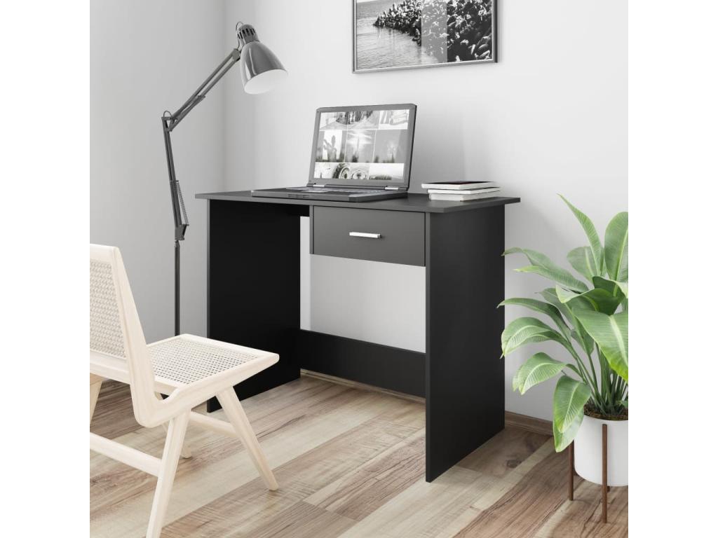 Black Desk 100x50x76 cm Engineered Wood