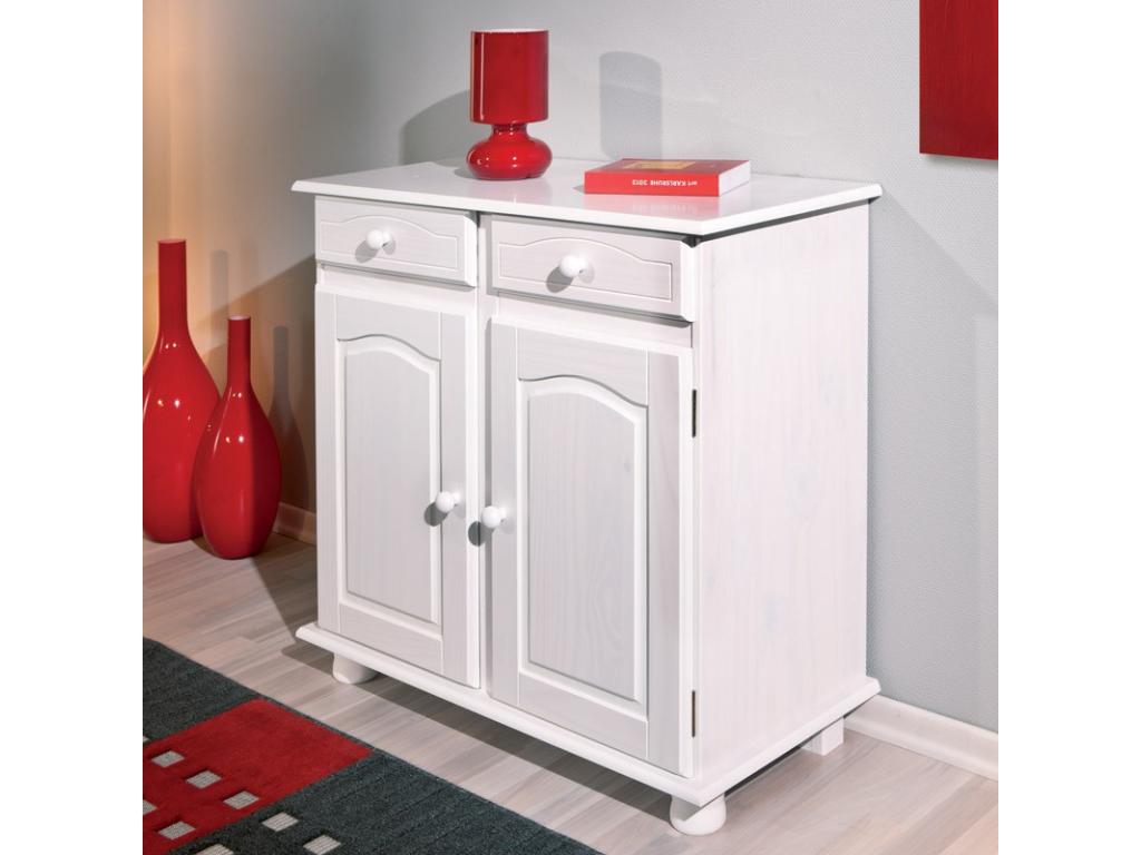 Meublori 2-Door/2-Drawer Wooden Sideboard, 88cm, White