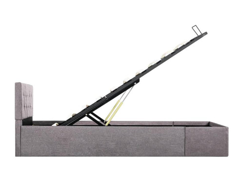 Meublori Hydraulic Storage Bed Frame, Fabric, 100x200 cm