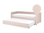Meublori Corduroy Trundle Bed 90x200 cm Pastel Pink