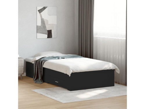 Black bed frame with drawers (mattress not included) 90x200 cm