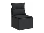 6-piece garden furniture set with cushions, black woven resin