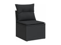 7-piece garden furniture set with cushions, black woven resin