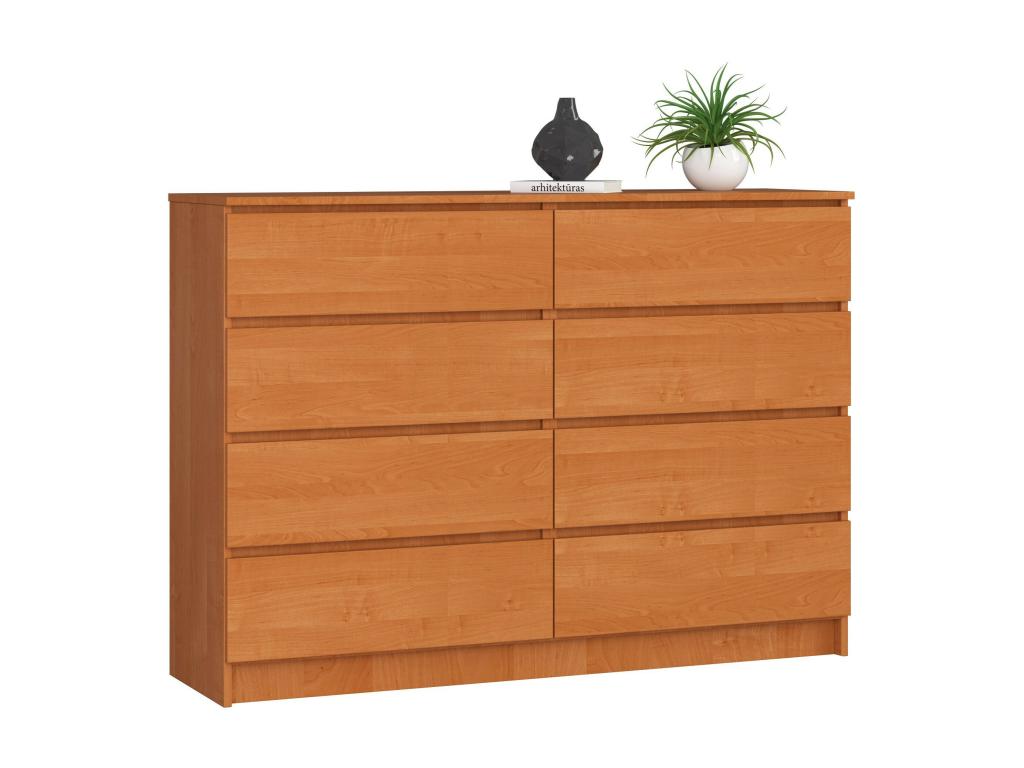 Meublori K140 Alder Chest of Drawers, 138 cm, 8 Drawers, Alder Front, 138x40x99 cm