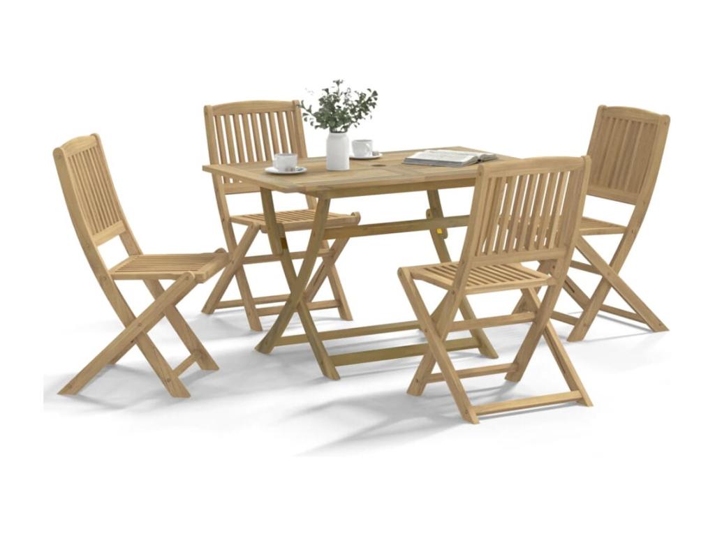 5-Piece Garden Dining Set, Solid Wood Furniture