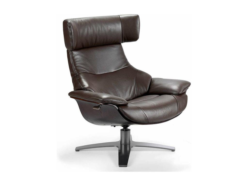 Laviecasa swivel armchair in leather with folding backrest mechanism - Black leather color FWMP18663