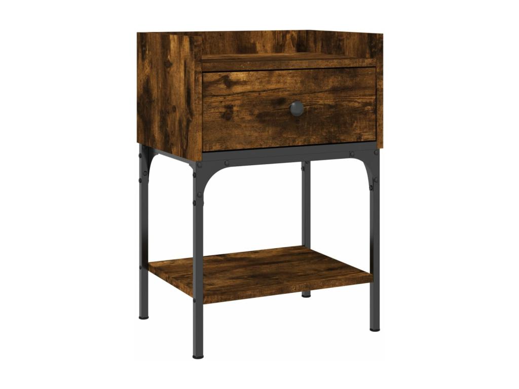 Smoked oak bedside table, 40.5x31x60 cm, engineered wood