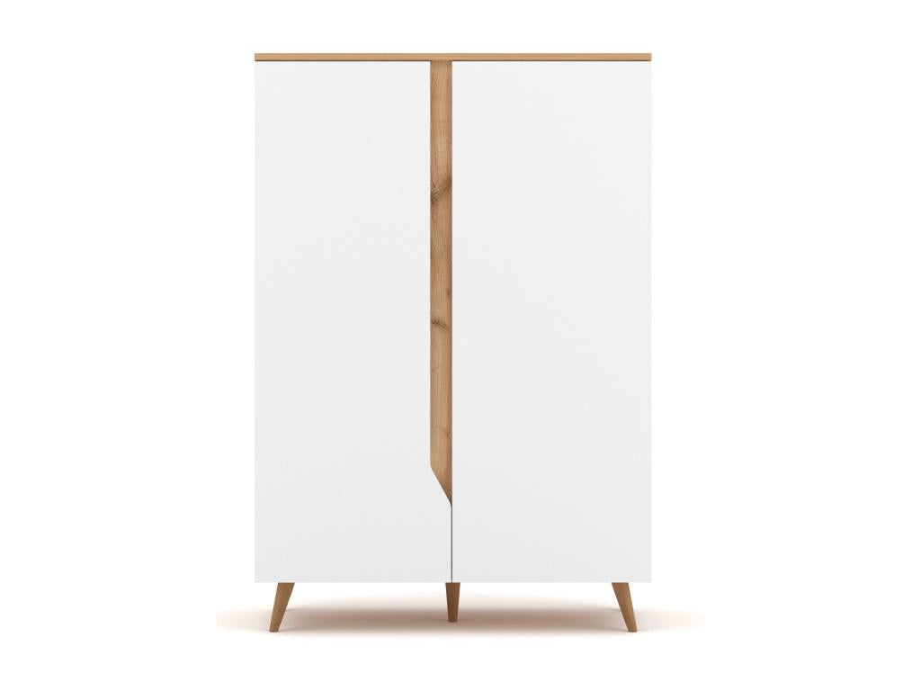 Dulce 90cm Natural Wood and Matte White Storage Cabinet
