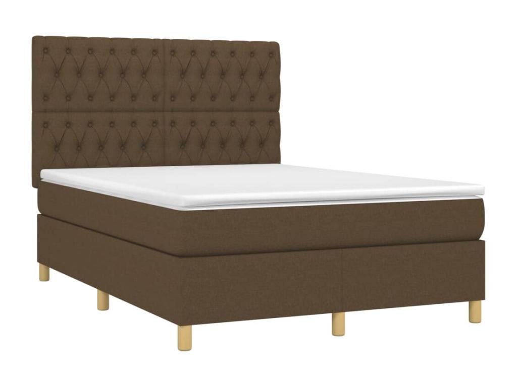 Upholstered bed base with mattress, dark brown, 140x200 cm
