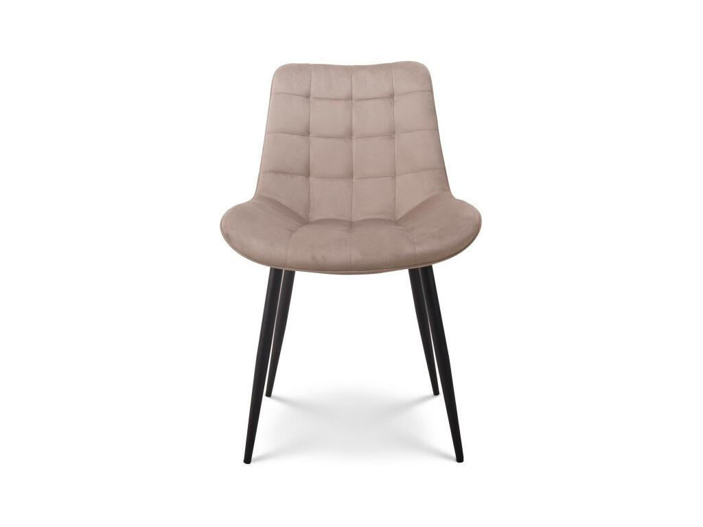 Modern Chair in Beige Velvet Fabric with Metal Legs JUMT40758