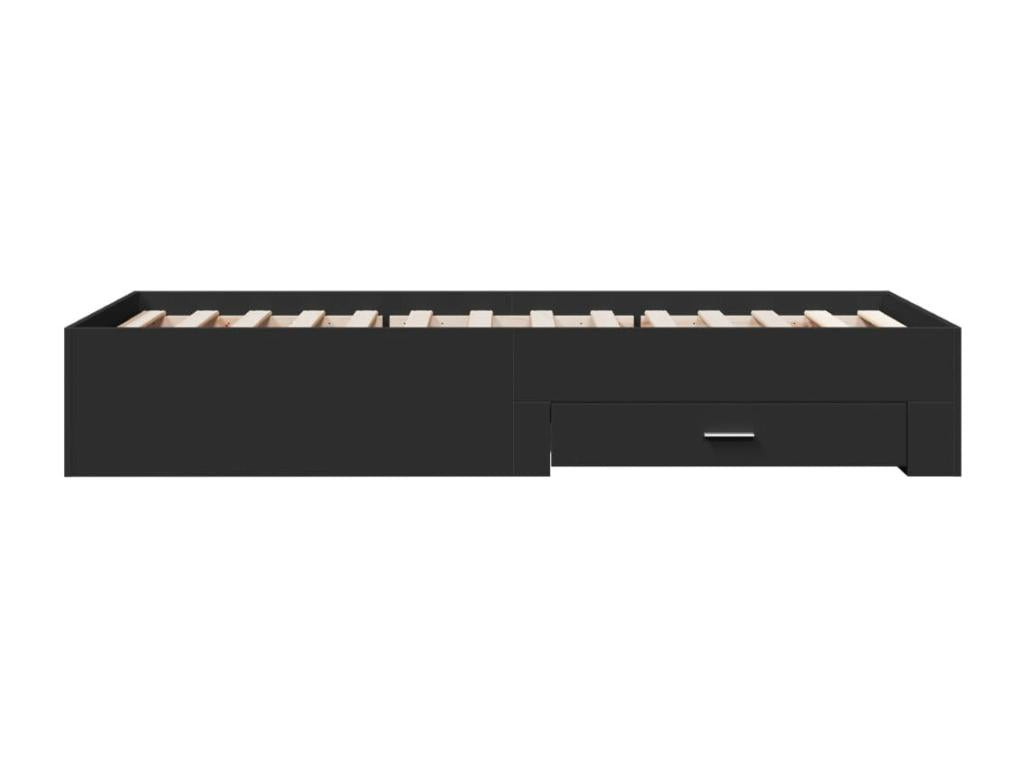 Black bed frame with drawers (mattress not included) 90x200 cm
