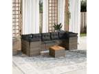 8-piece garden furniture set with grey resin wicker cushions TIIG88136