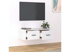 Wall-mounted TV unit, white, 80x36x25 cm, engineered wood
